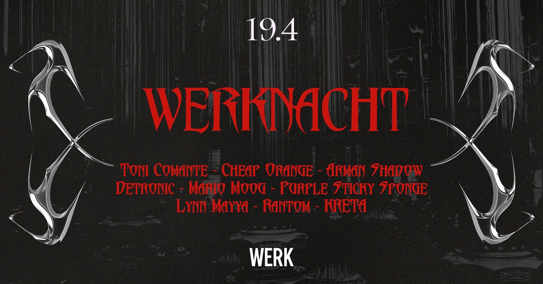 WERKNACHT x CIX x CO:DE am 19. April 2024 @ Das Werk. WERKNACHT x CIX x CO:DE am 19. April 2024 @ Das Werk.