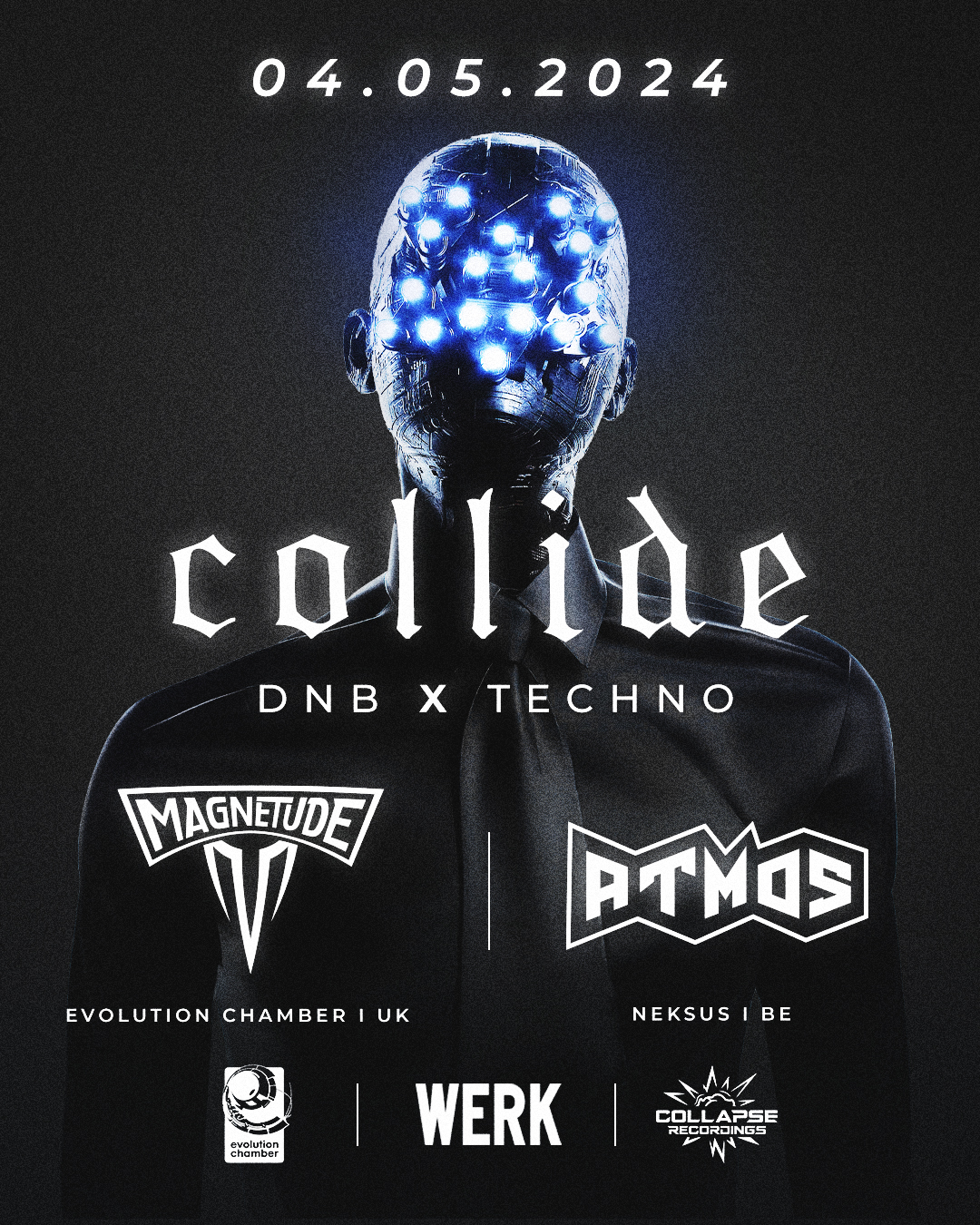 Collide / DNB X Techno / Magnetude & Atmos am 4. May 2024 @ Das Werk. Collide / DNB X Techno / Magnetude & Atmos am 4. May 2024 @ Das Werk.