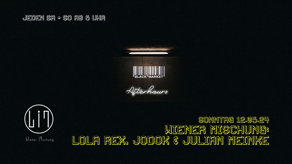 Wiener Mischung Afterhour am 12. May 2024 @ Black Market. Wiener Mischung Afterhour am 12. May 2024 @ Black Market.