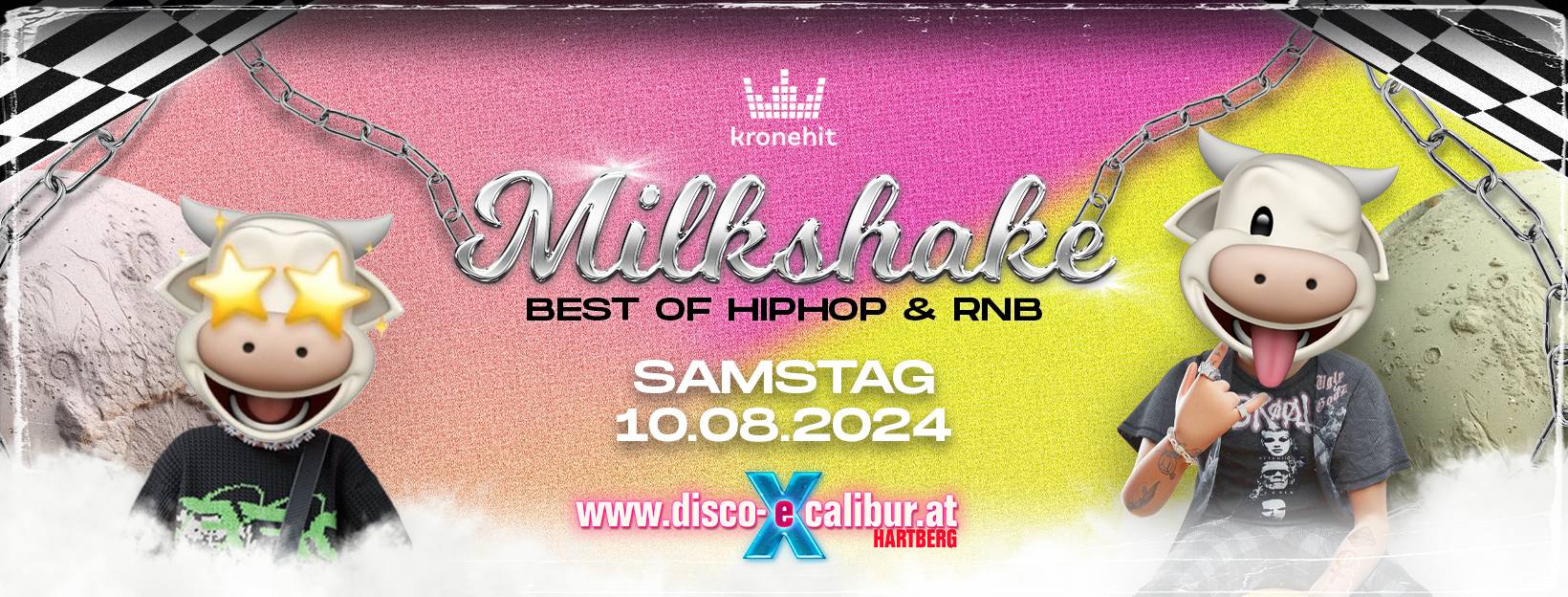 Milkshake X Excalibur Hartberg am 10. August 2024 @ Disco Excalibur - Hartberg. Milkshake X Excalibur Hartberg am 10. August 2024 @ Disco Excalibur - Hartberg.