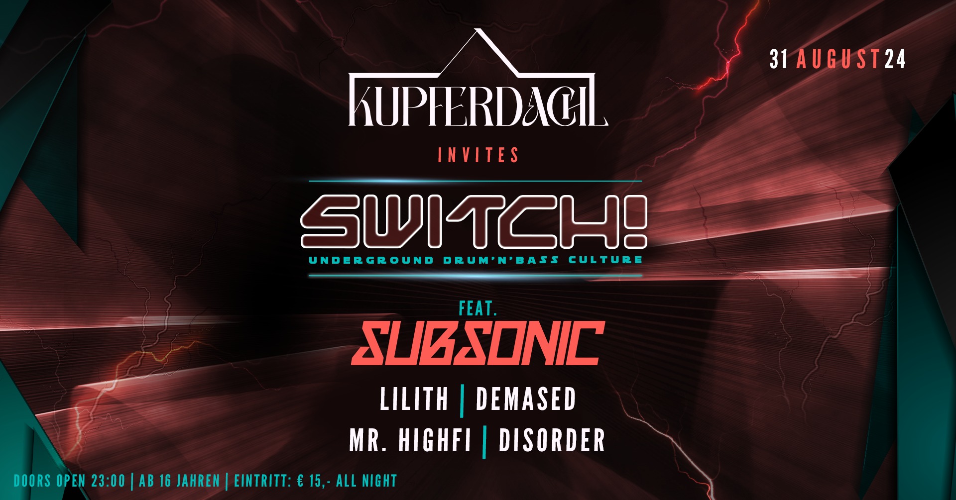 Kupferdachl invites Switch! am 31. August 2024 @ Kupferdachl. Kupferdachl invites Switch! am 31. August 2024 @ Kupferdachl.