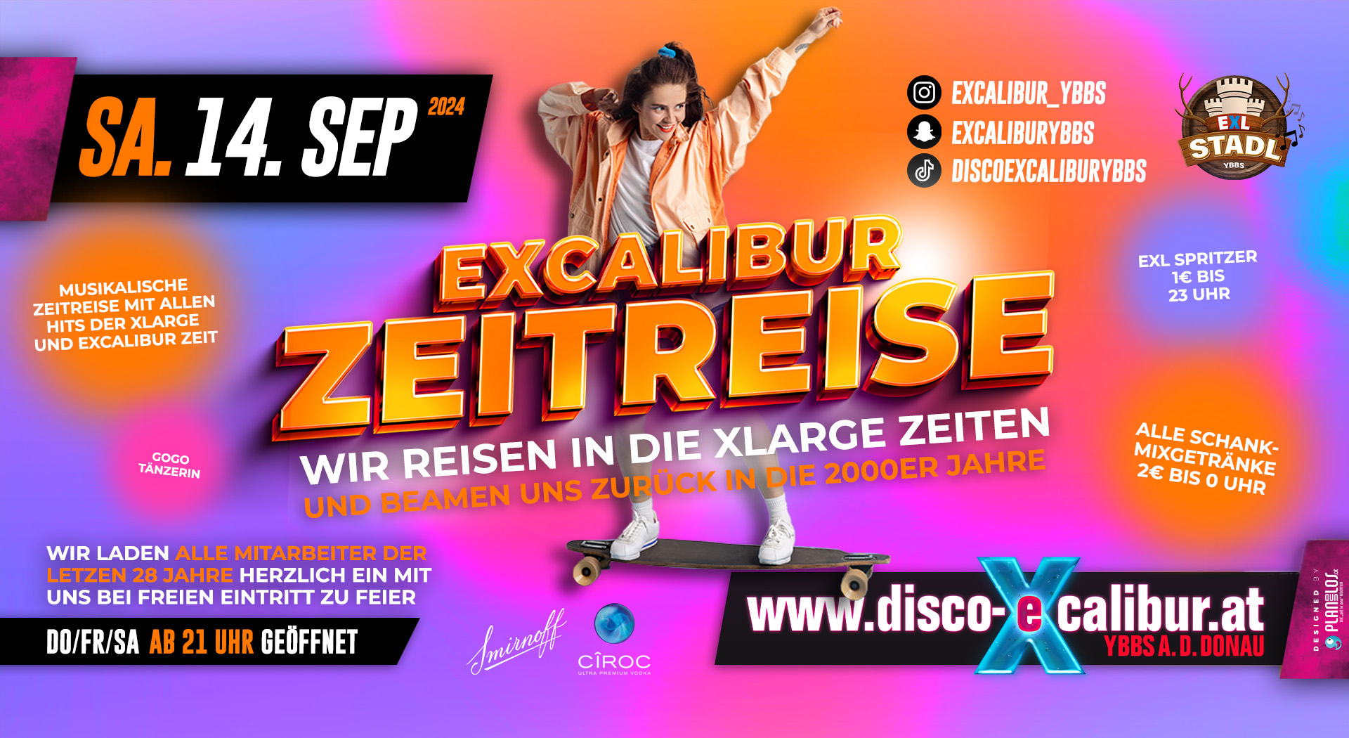 EXCALIBUR ZEITREISE am 14. September 2024 @ Disco Excalibur - Ybbs. EXCALIBUR ZEITREISE am 14. September 2024 @ Disco Excalibur - Ybbs.