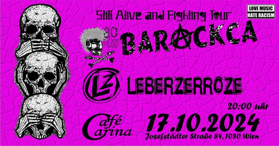 Barackca // Leberzerroze // Verklarungsnot am 17. October 2024 @ Café Carina. Barackca // Leberzerroze // Verklarungsnot am 17. October 2024 @ Café Carina.