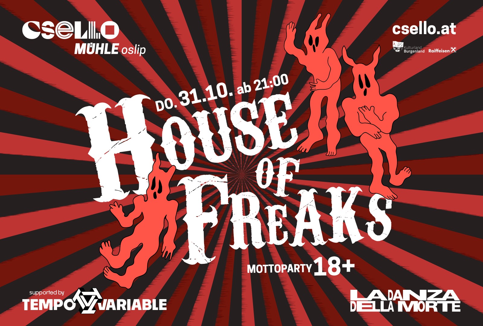 House of Freaks am 31. October 2024 @ CSELLO Mühle Oslip. House of Freaks am 31. October 2024 @ CSELLO Mühle Oslip.