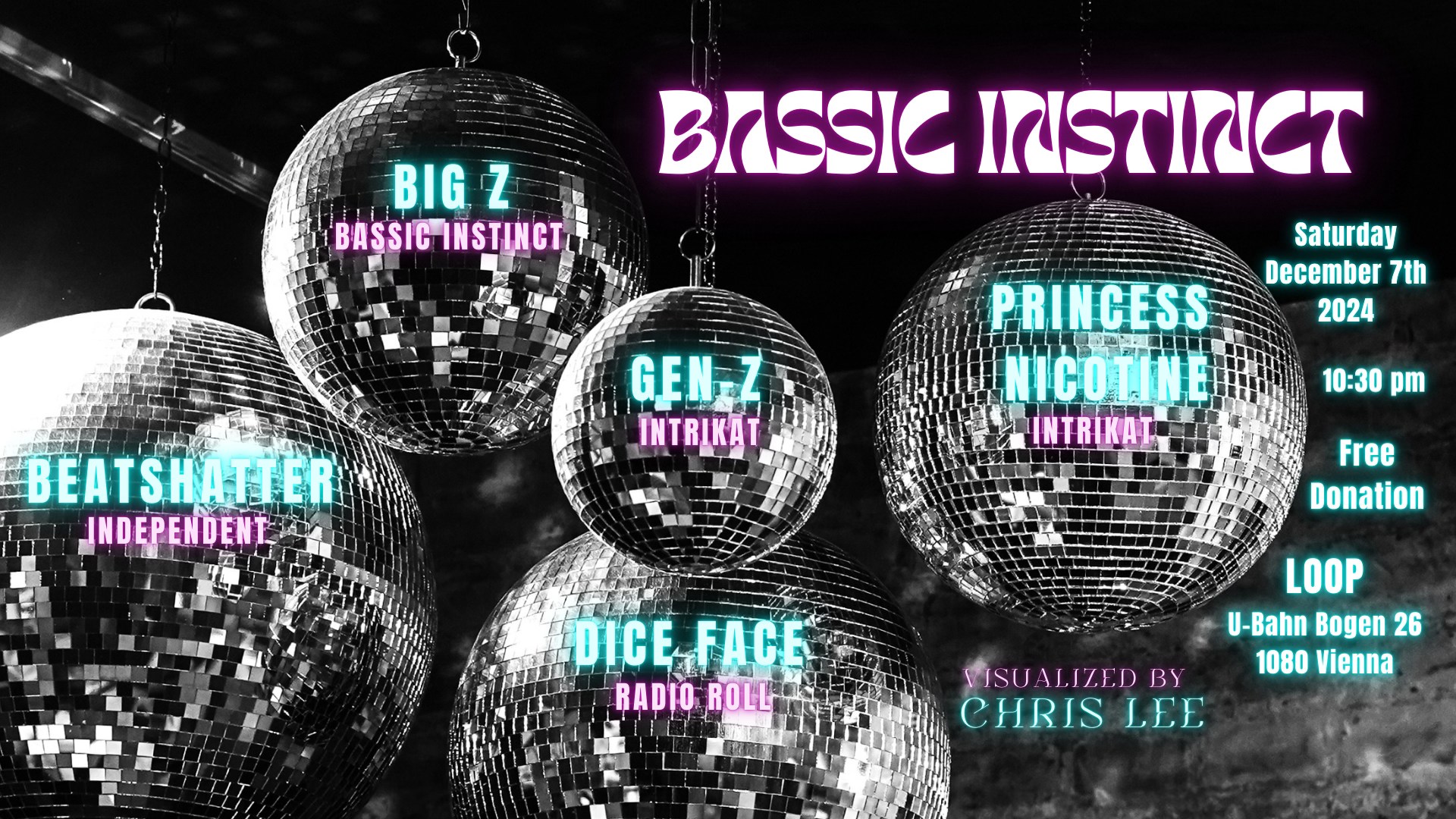 Bassic Instinct XMAS Special am 7. December 2024 @ Loop. Bassic Instinct XMAS Special am 7. December 2024 @ Loop.