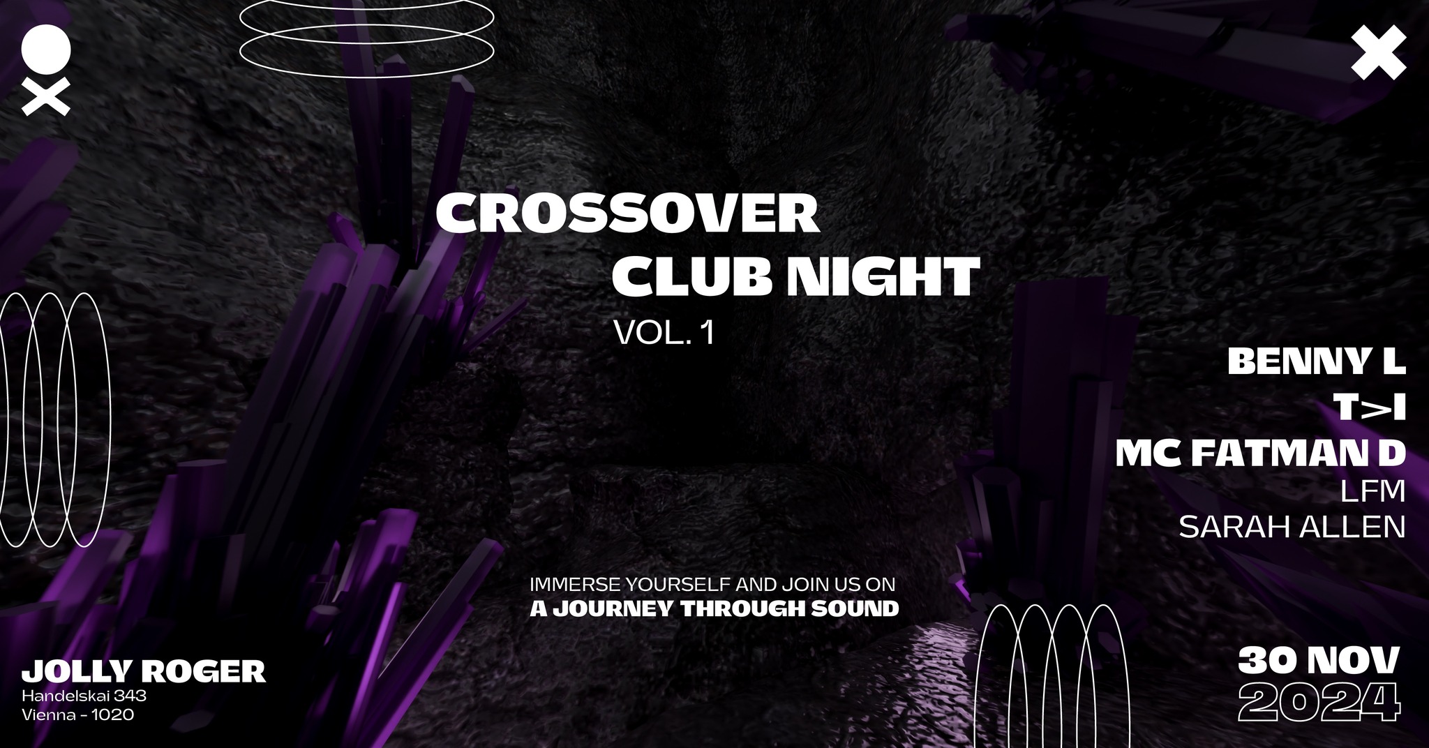 Crossover Clubnight feat. BENNY L am 30. November 2024 @ Jolly Roger. Crossover Clubnight feat. BENNY L am 30. November 2024 @ Jolly Roger.