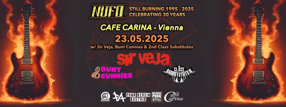 Nufo / Sir Veja / Bunt Cunnies / 2nd Class Substitutes am 23. May 2025 @ Café Carina. Nufo / Sir Veja / Bunt Cunnies / 2nd Class Substitutes am 23. May 2025 @ Café Carina.