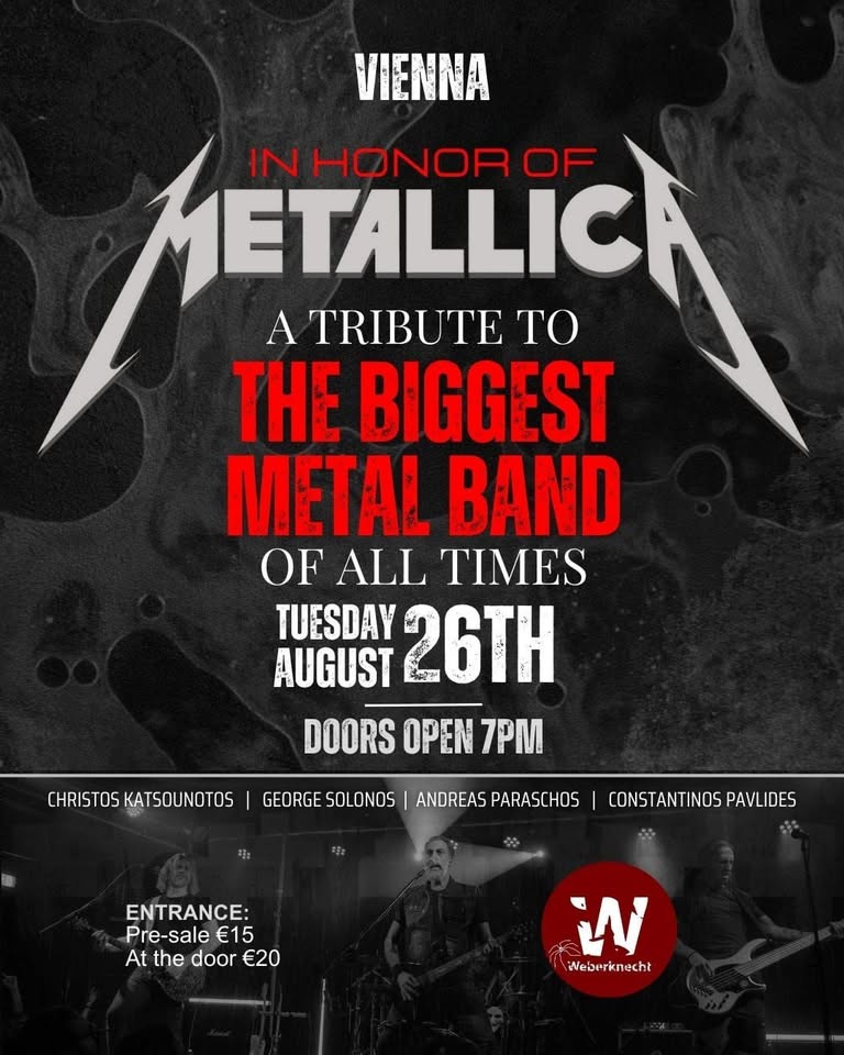 In Honor of Metallica am 26. August 2025 @ Weberknecht. In Honor of Metallica am 26. August 2025 @ Weberknecht.