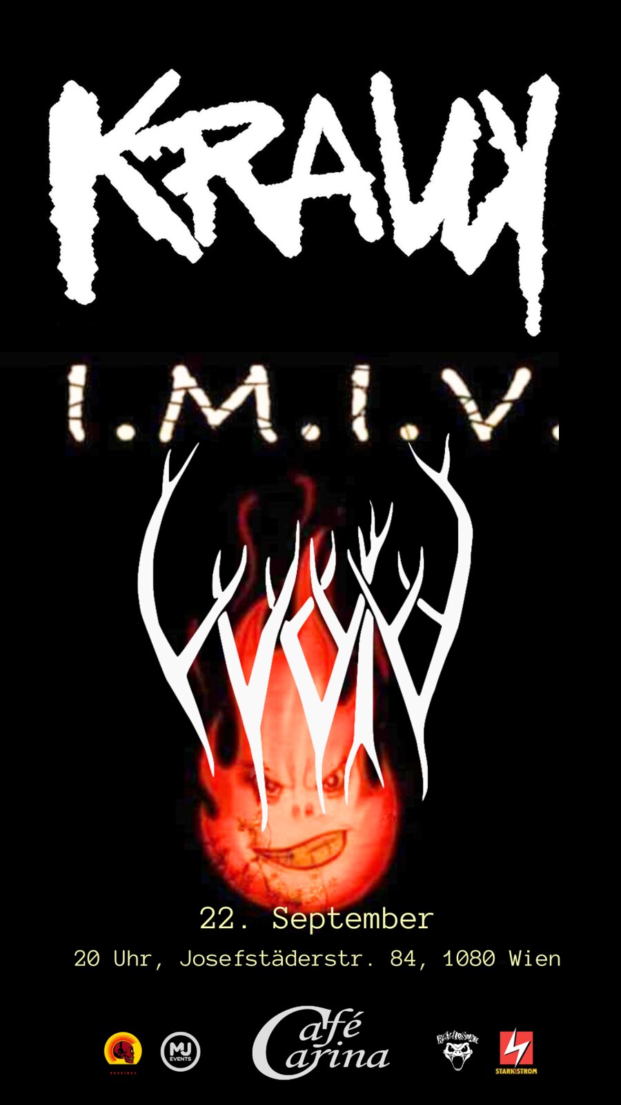 MJ PRESENTS: KRANK / IMIV / WOID am 22. September 2023 @ Café Carina. MJ PRESENTS: KRANK / IMIV / WOID am 22. September 2023 @ Café Carina.