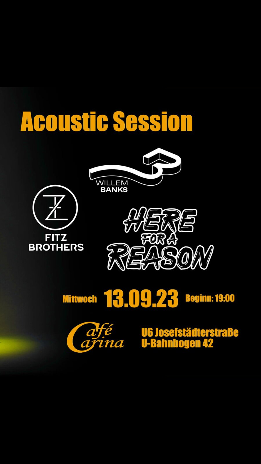 ACOUSTIC SESSION am 13. September 2023 @ Café Carina. ACOUSTIC SESSION am 13. September 2023 @ Café Carina.