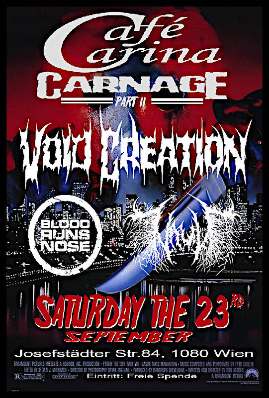 CAFE CARINA CARNAGE PT. 2 am 23. September 2023 @ Café Carina. CAFE CARINA CARNAGE PT. 2 am 23. September 2023 @ Café Carina.