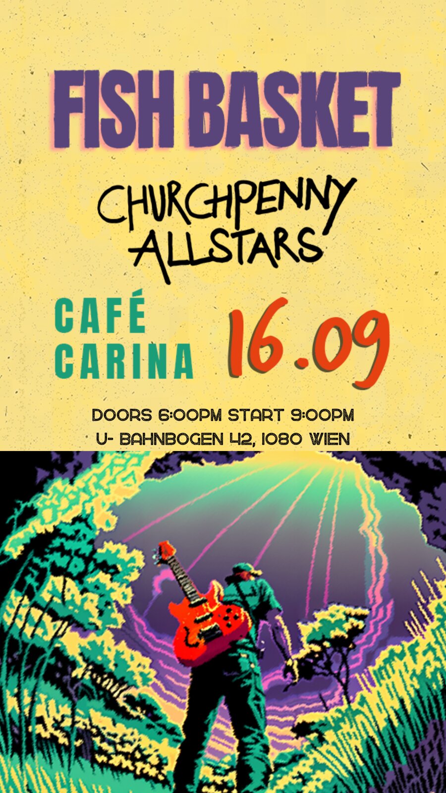 CHURCHPENNY ALLSTARS + FISH BASKET (PL) am 16. September 2023 @ Café Carina. CHURCHPENNY ALLSTARS + FISH BASKET (PL) am 16. September 2023 @ Café Carina.