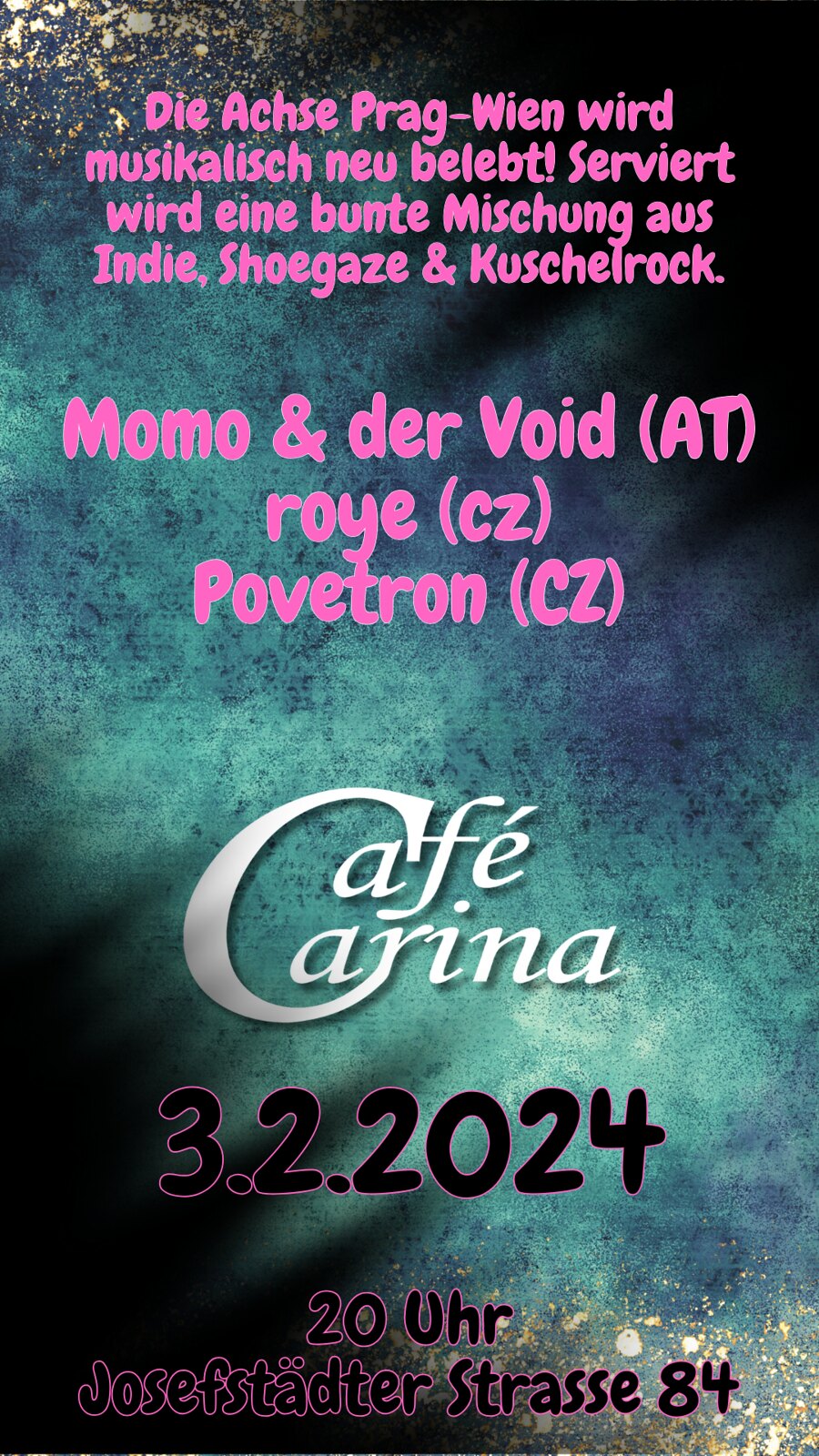 MOMO & DER VOID / roye (CZ) / Povetron (CZ) am 3. February 2024 @ Café Carina. MOMO & DER VOID / roye (CZ) / Povetron (CZ) am 3. February 2024 @ Café Carina.