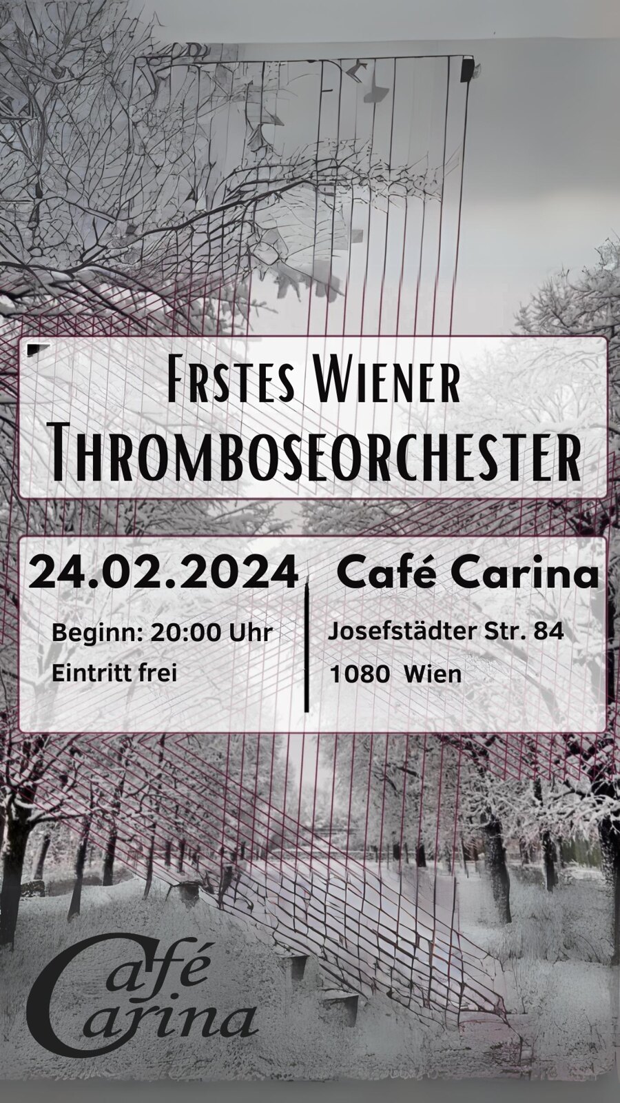 Erstes Wiener Thromboseorchester am 24. February 2024 @ Café Carina.