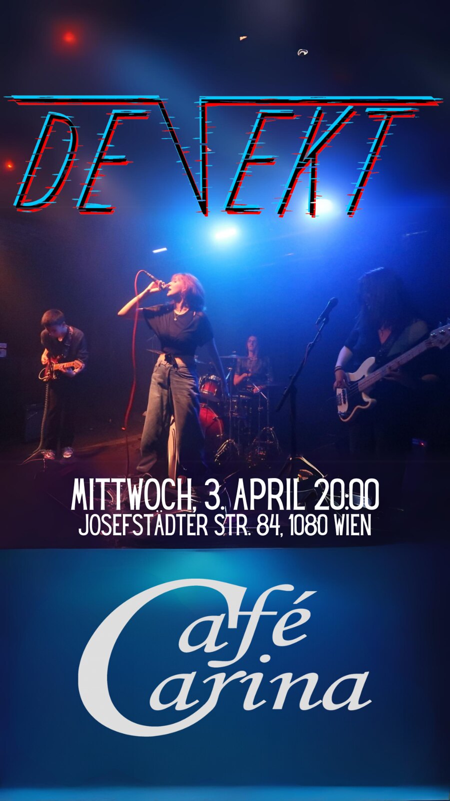 D.E.V.E.K.T am 3. April 2024 @ Café Carina. D.E.V.E.K.T am 3. April 2024 @ Café Carina.
