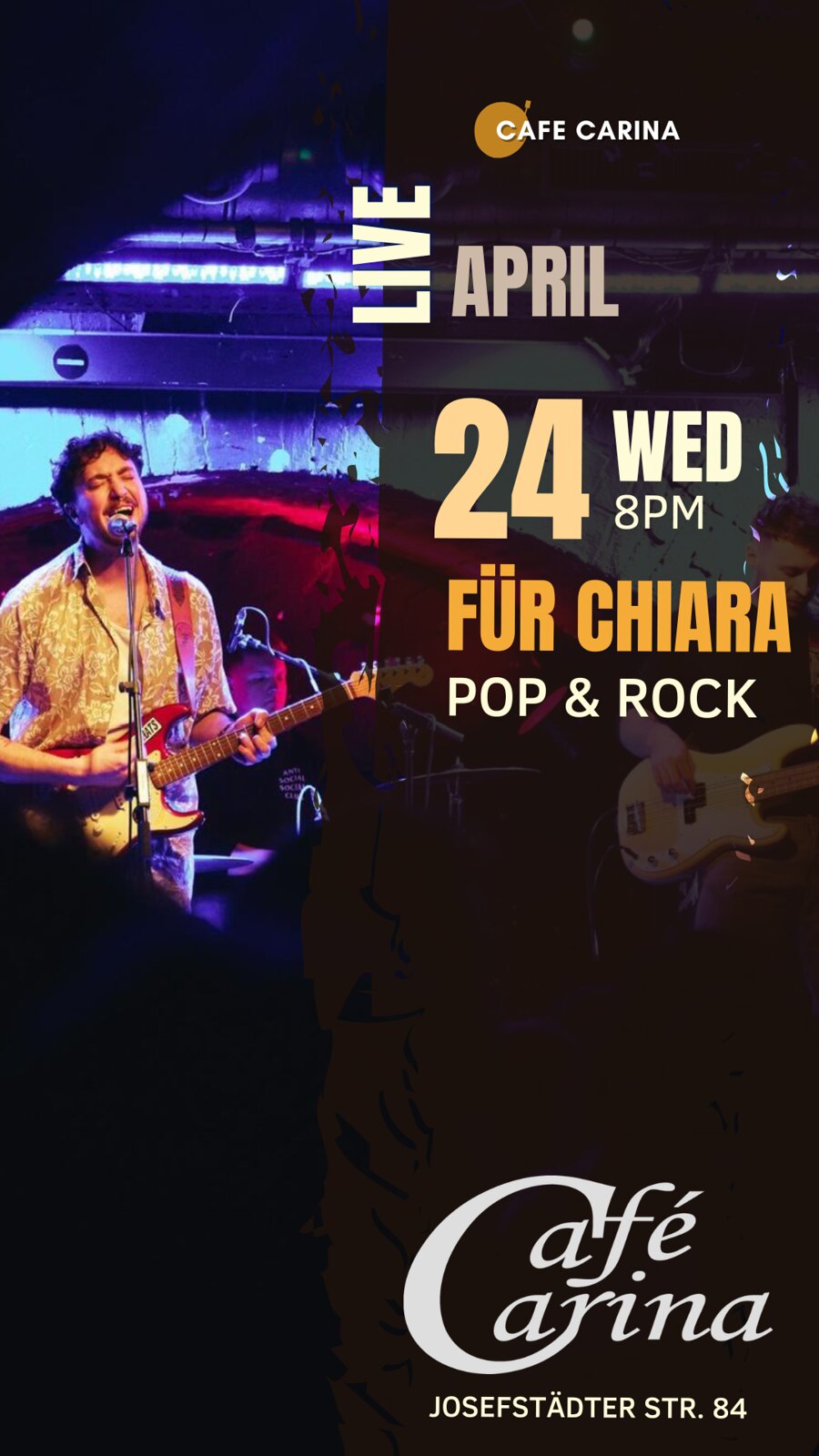 FÜr Chiara am 24. April 2024 @ Café Carina. FÜr Chiara am 24. April 2024 @ Café Carina.