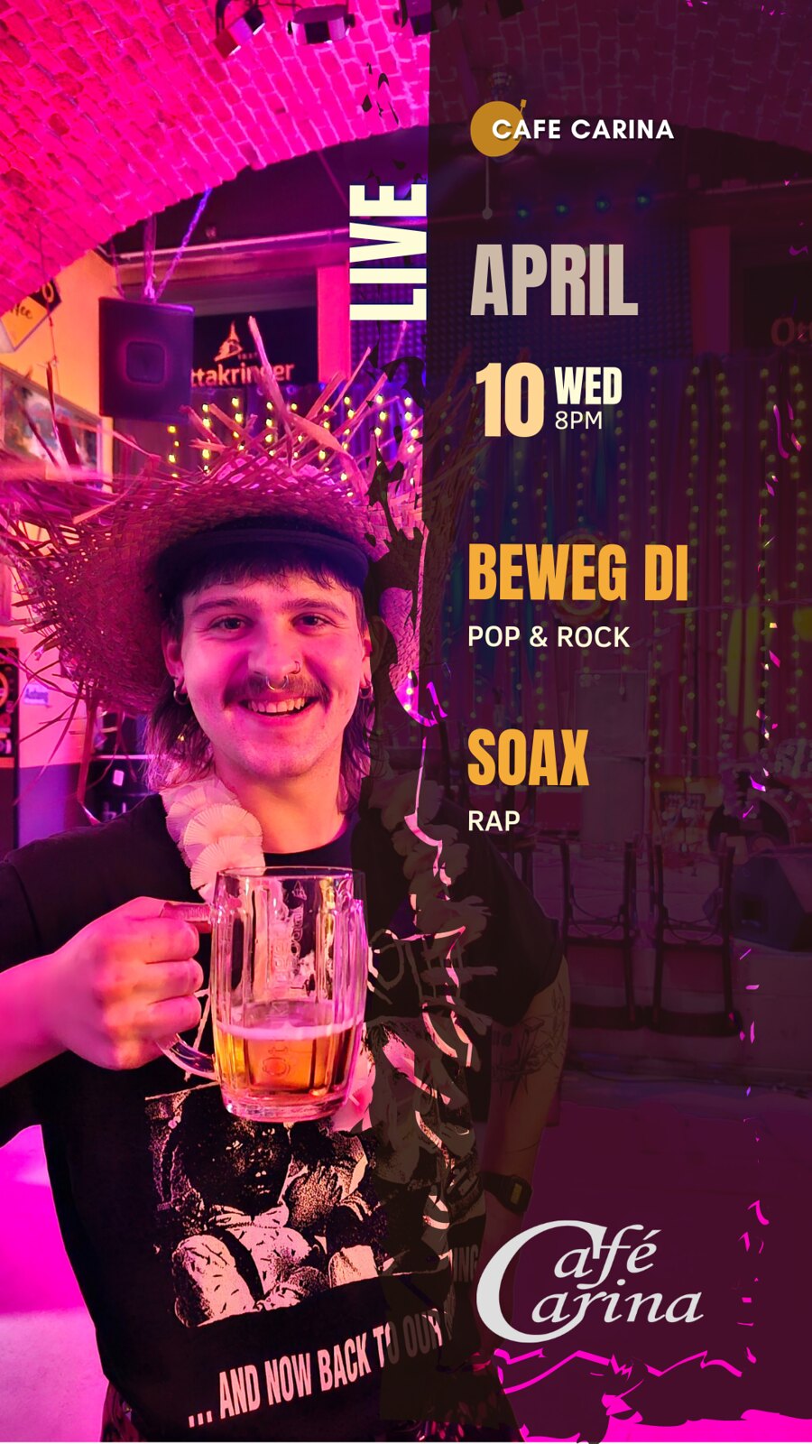 BewegDi / Soax am 10. April 2024 @ Café Carina. BewegDi / Soax am 10. April 2024 @ Café Carina.