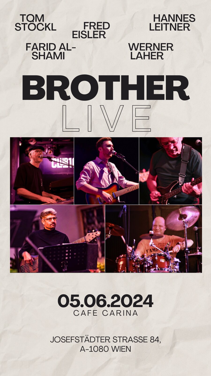 Brother am 5. June 2024 @ Café Carina. Brother am 5. June 2024 @ Café Carina.