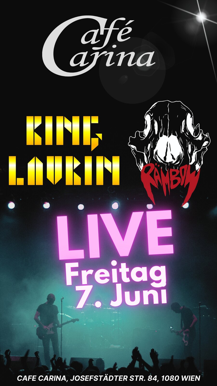 King Laurin am 8. June 2024 @ Café Carina. King Laurin am 8. June 2024 @ Café Carina.