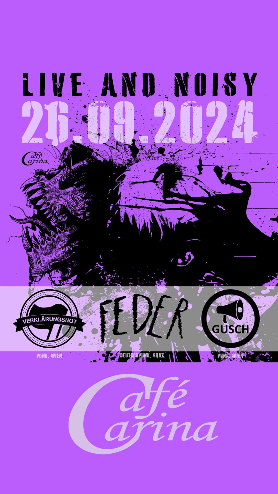 Live And Noisy am 26. September 2024 @ Café Carina. Live And Noisy am 26. September 2024 @ Café Carina.