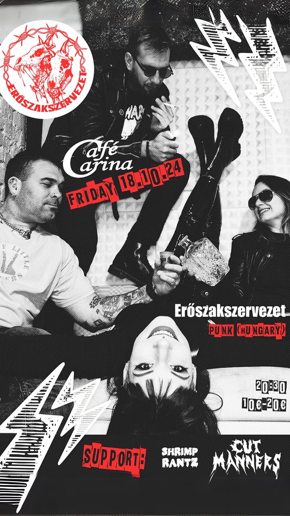 Erőszakszervezet (HU) / Cut Manners (AT) / Shrimp Rantz (AT) am 18. October 2024 @ Café Carina. Erőszakszervezet (HU) / Cut Manners (AT) / Shrimp Rantz (AT) am 18. October 2024 @ Café Carina.