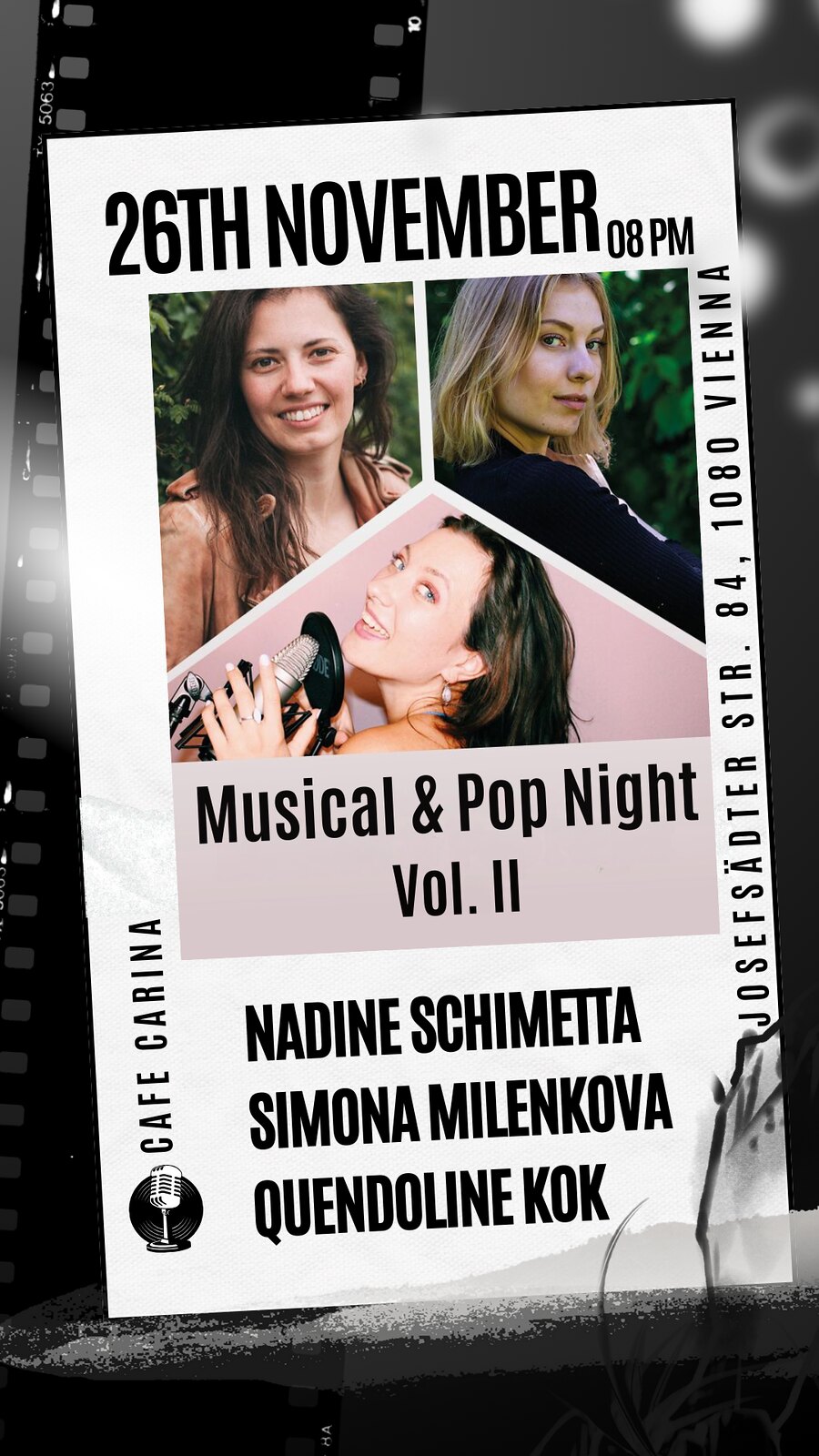 Musical & Pop Night am 26. November 2024 @ Café Carina. Musical & Pop Night am 26. November 2024 @ Café Carina.