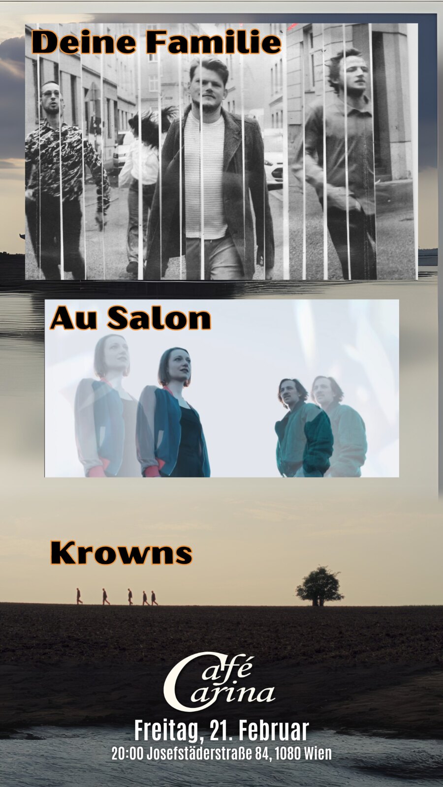Deine FAamilie // Krowns // Au Salon am 21. February 2024 @ Café Carina. Deine FAamilie // Krowns // Au Salon am 21. February 2024 @ Café Carina.