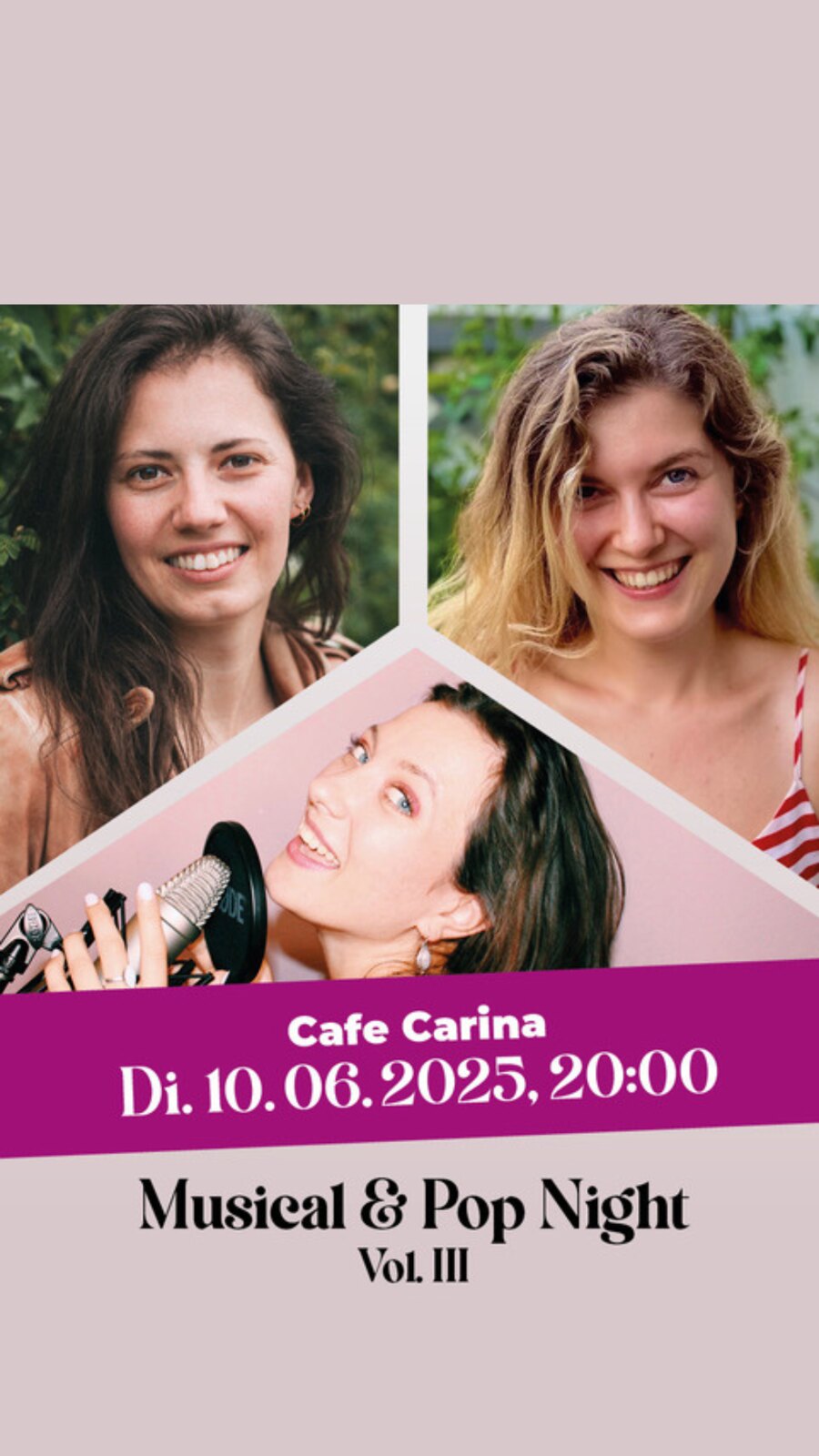 Musical & Pop Night am 10. June 2025 @ Café Carina. Musical & Pop Night am 10. June 2025 @ Café Carina.