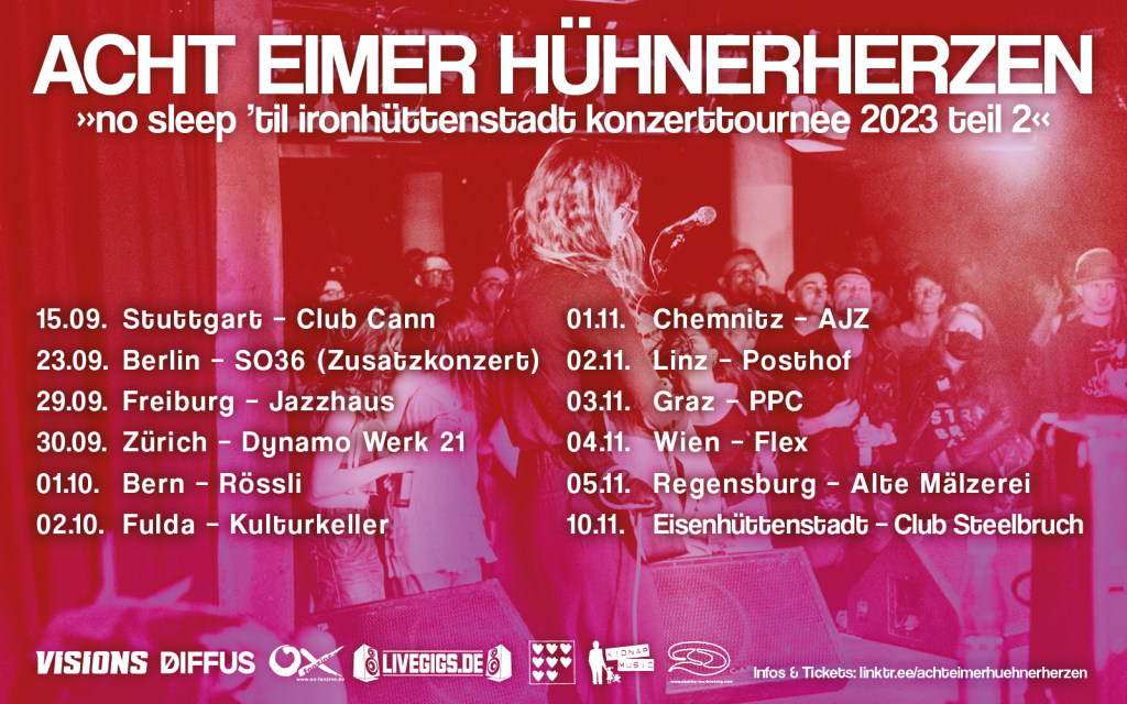 ACHT EIMER HÜHNERHERZEN am 4. November 2023 @ Flex - Halle.