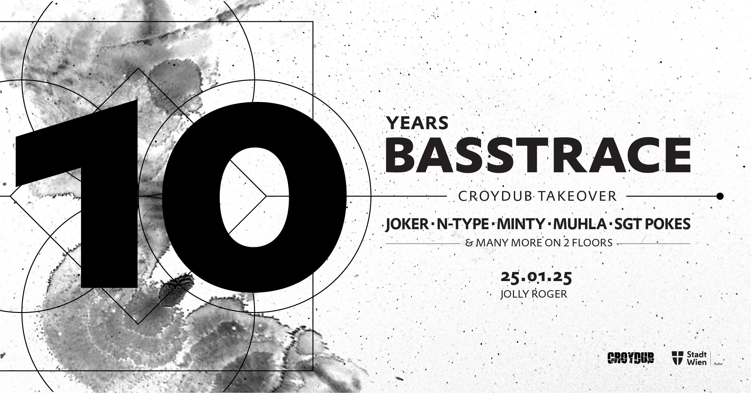 BASSTRACE 10 YEARS x CROYDUB am 25. January 2025 @ Jolly Roger. BASSTRACE 10 YEARS x CROYDUB am 25. January 2025 @ Jolly Roger.
