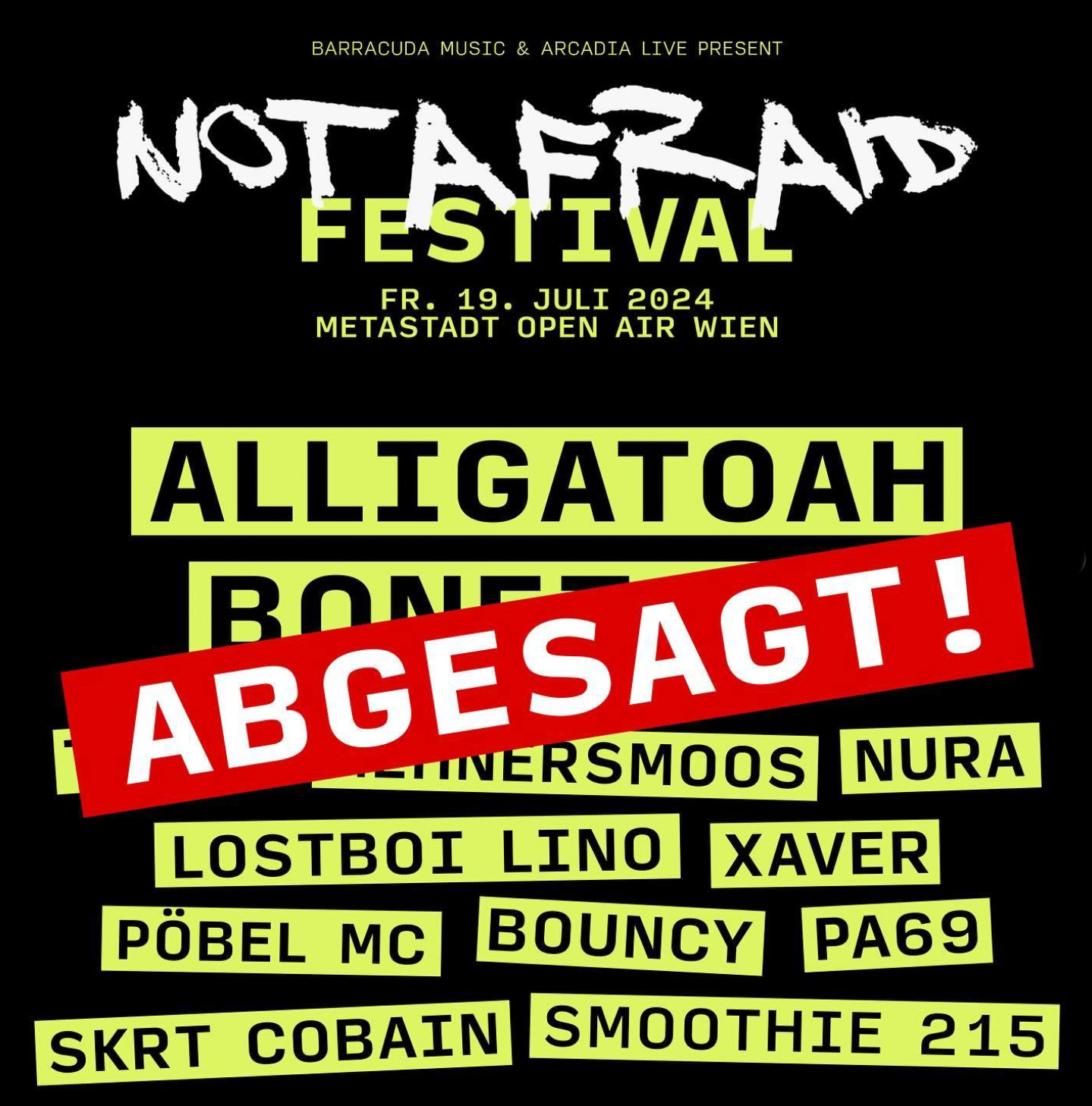 Not Afraid Festival 2024 am 19. July 2024 @ METAStadt. Not Afraid Festival 2024 am 19. July 2024 @ METAStadt.