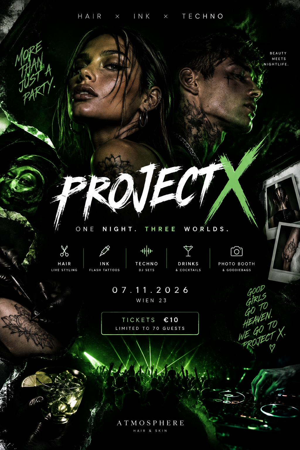 PROJECT X - Hair x Ink x Techno am 7. November 2026 @ Atmosphere Hair & Skin.