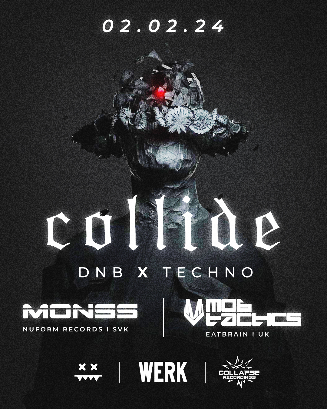 Collapse pres. Collide am 2. February 2024 @ Das Werk. Collapse pres. Collide am 2. February 2024 @ Das Werk.