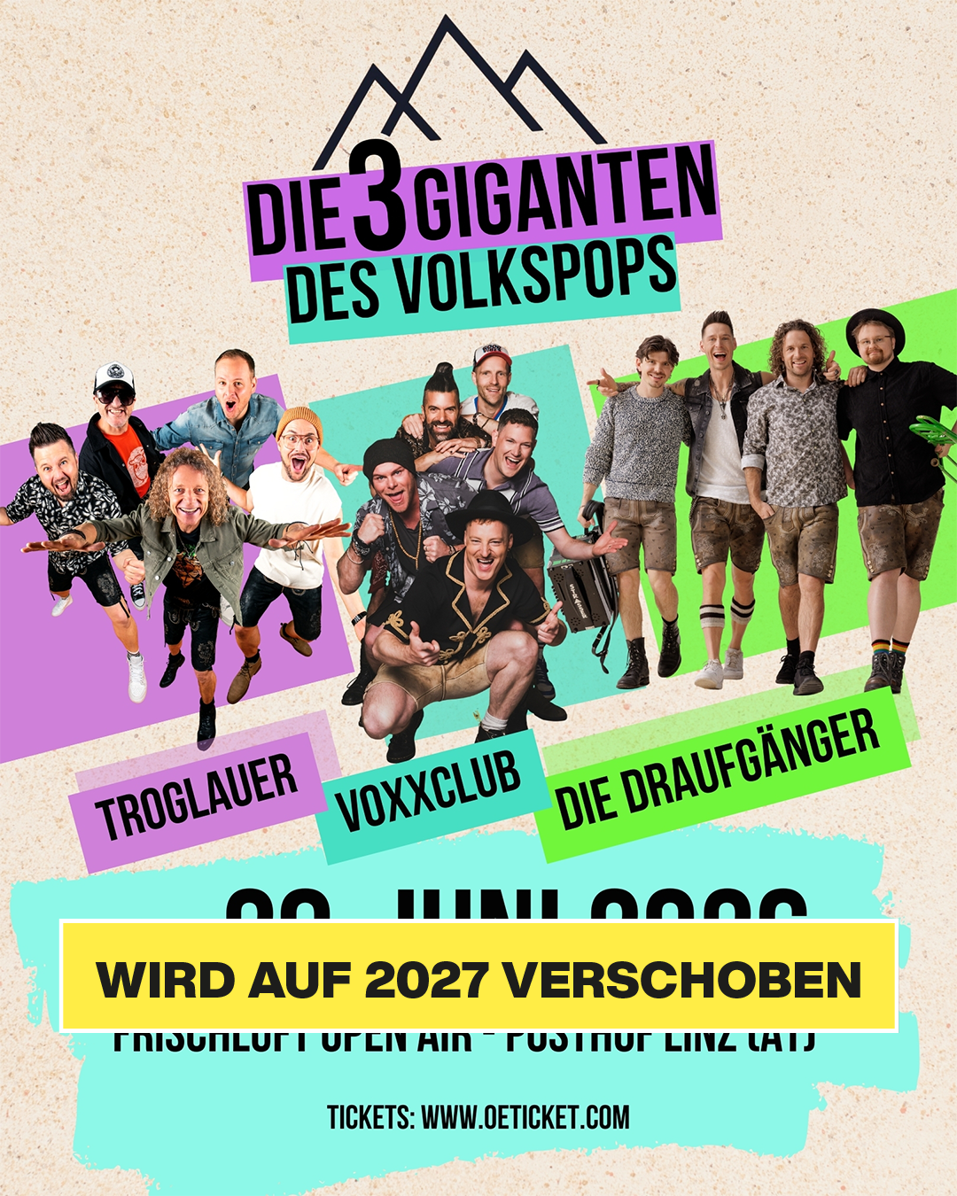 Die 3 Giganten des Volkspops am 28. June 2026 @ FrischLuft Open Air.