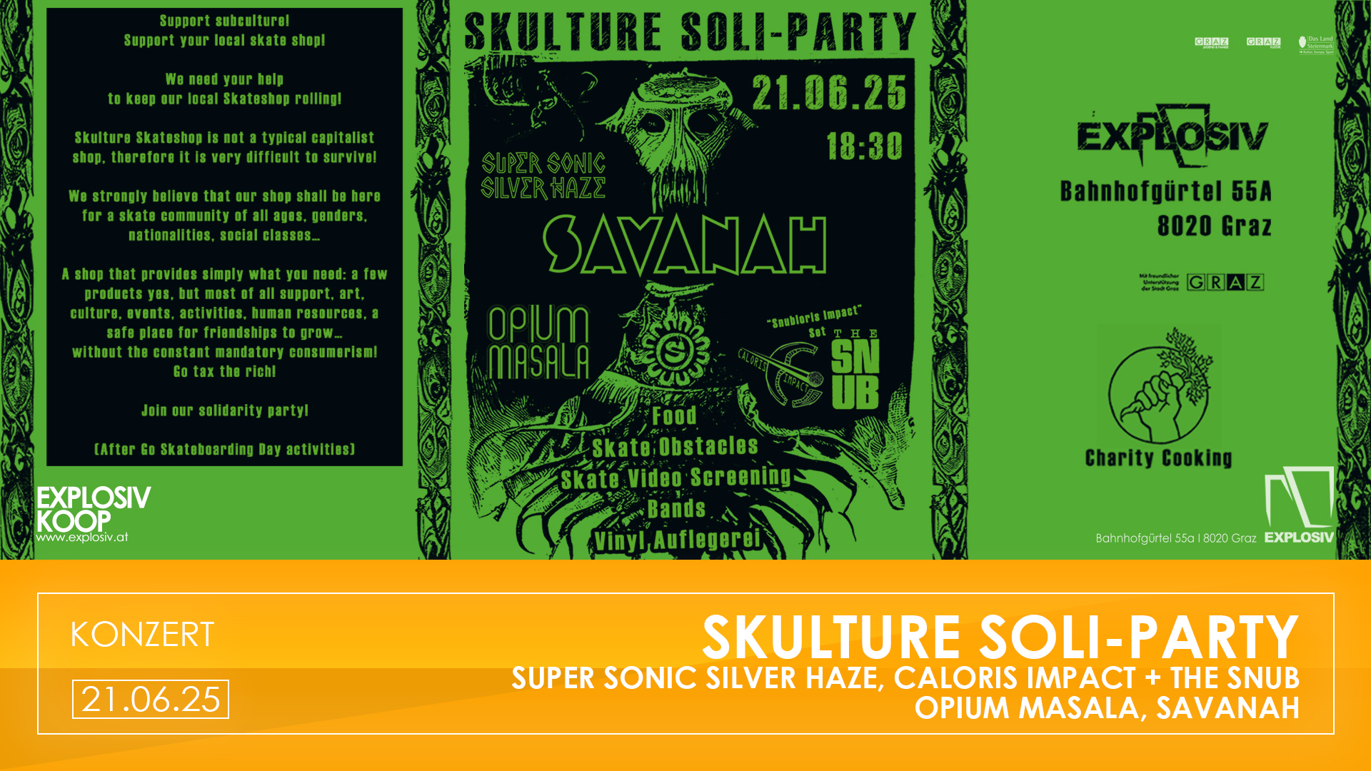 Skulture Soli-Party am 21. June 2025 @ Explosiv.