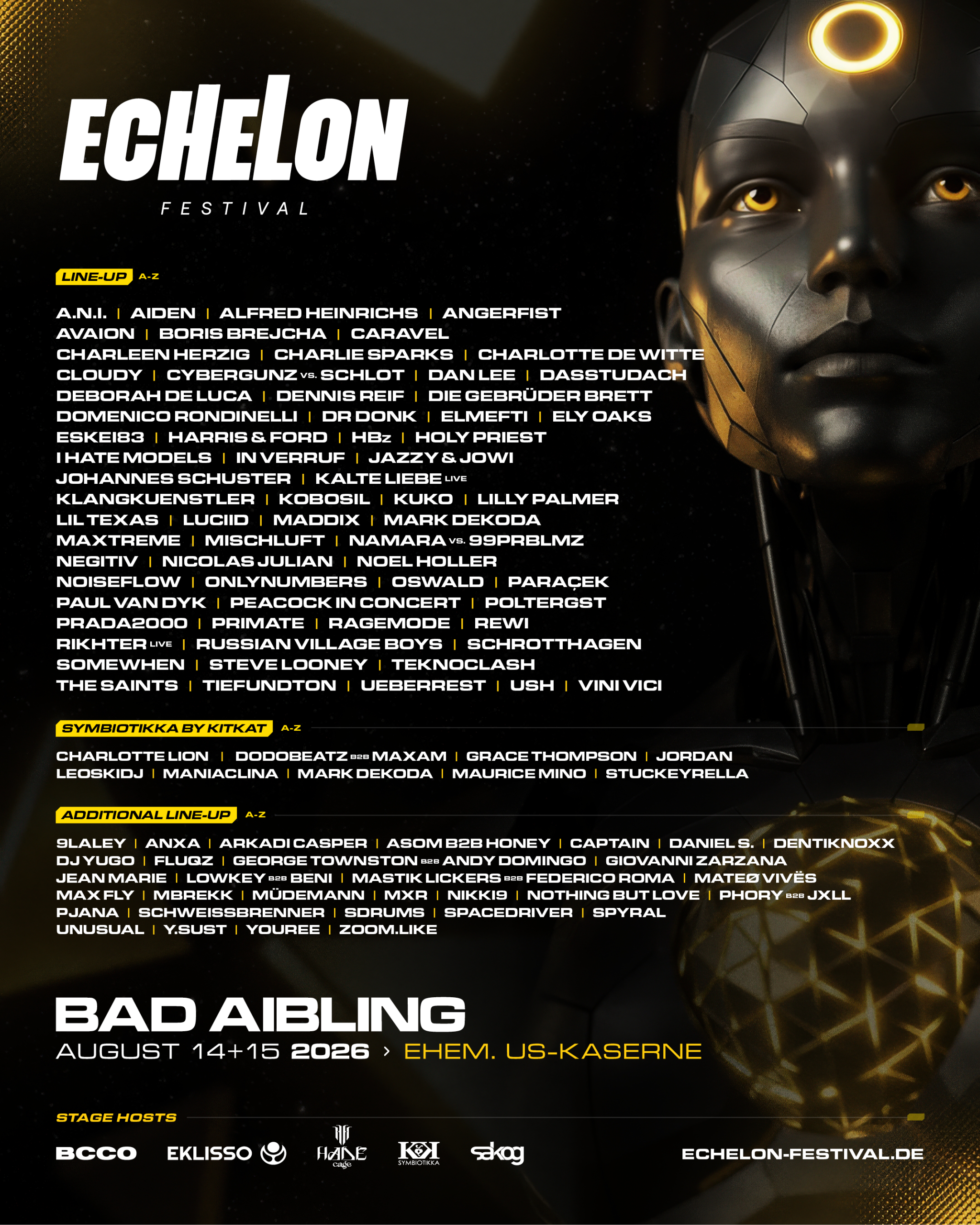 Echelon Festival 2026 am 14. August 2026 @ ehemalige US Kaserne.