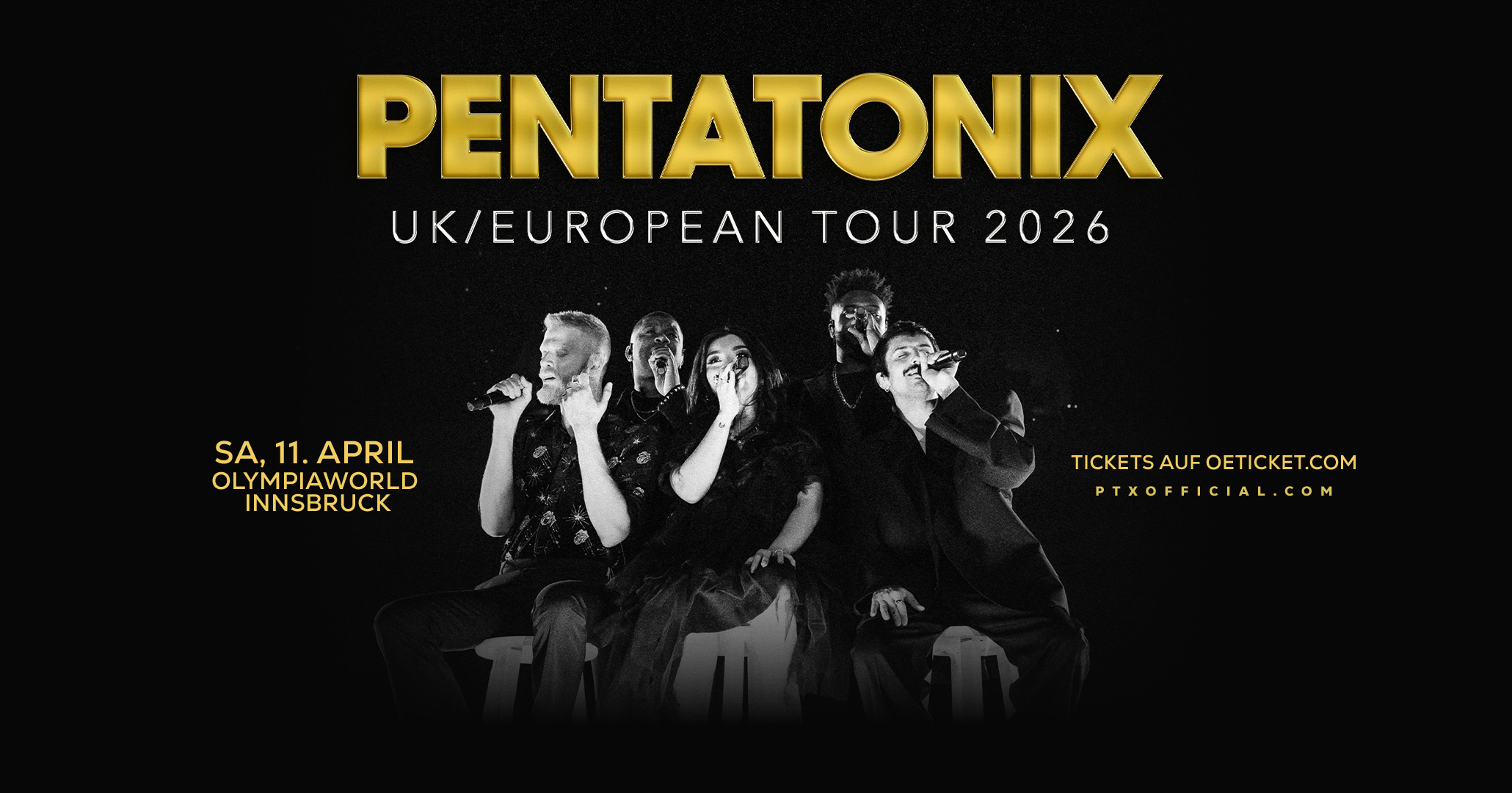 Pentatonix am 11. April 2026 @ Olympiaworld Innsbruck. Pentatonix am 11. April 2026 @ Olympiaworld Innsbruck.