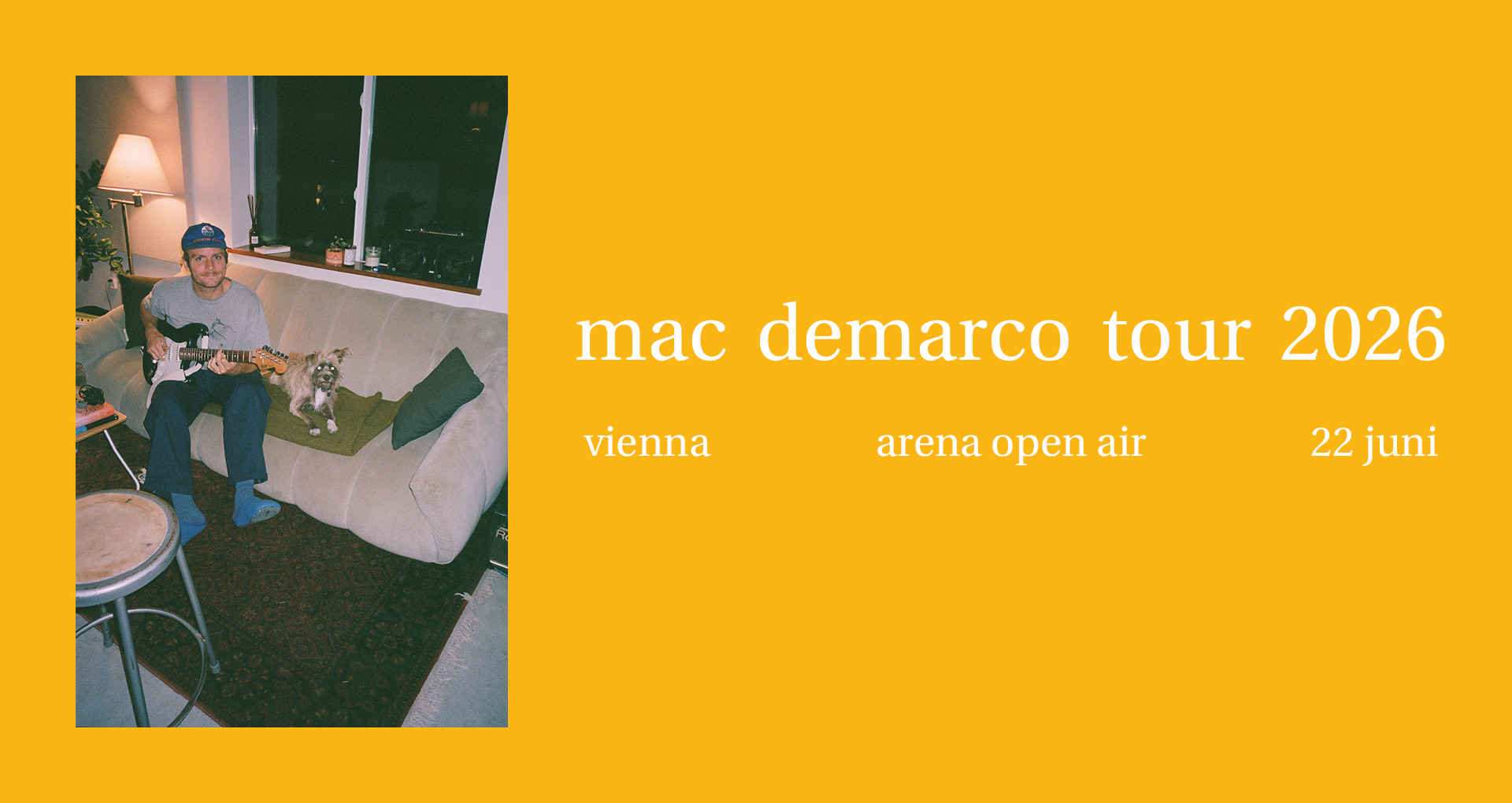 Mac DeMarco am 22. June 2026 @ Arena Wien.
