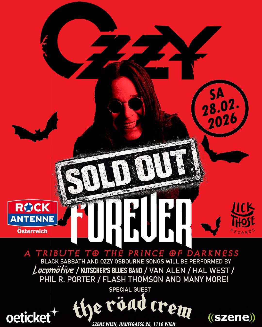 Ozzy Forever am 28. February 2026 @ Szene Wien.