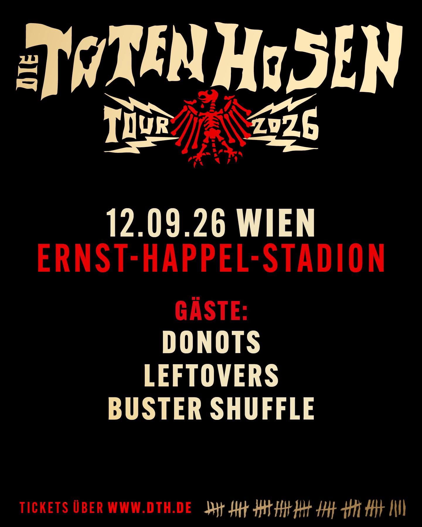Die Toten Hosen am 12. September 2026 @ Ernst-Happel-Stadion.