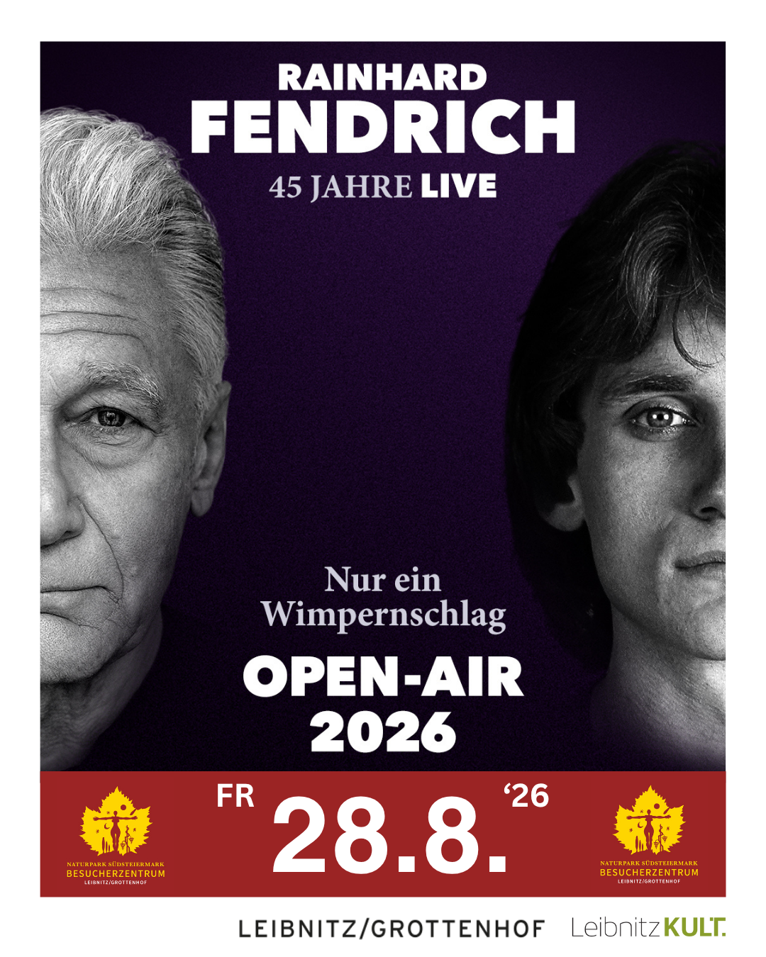 Rainhard Fendrich am 28. August 2026 @ Grottenhof Leibnitz.