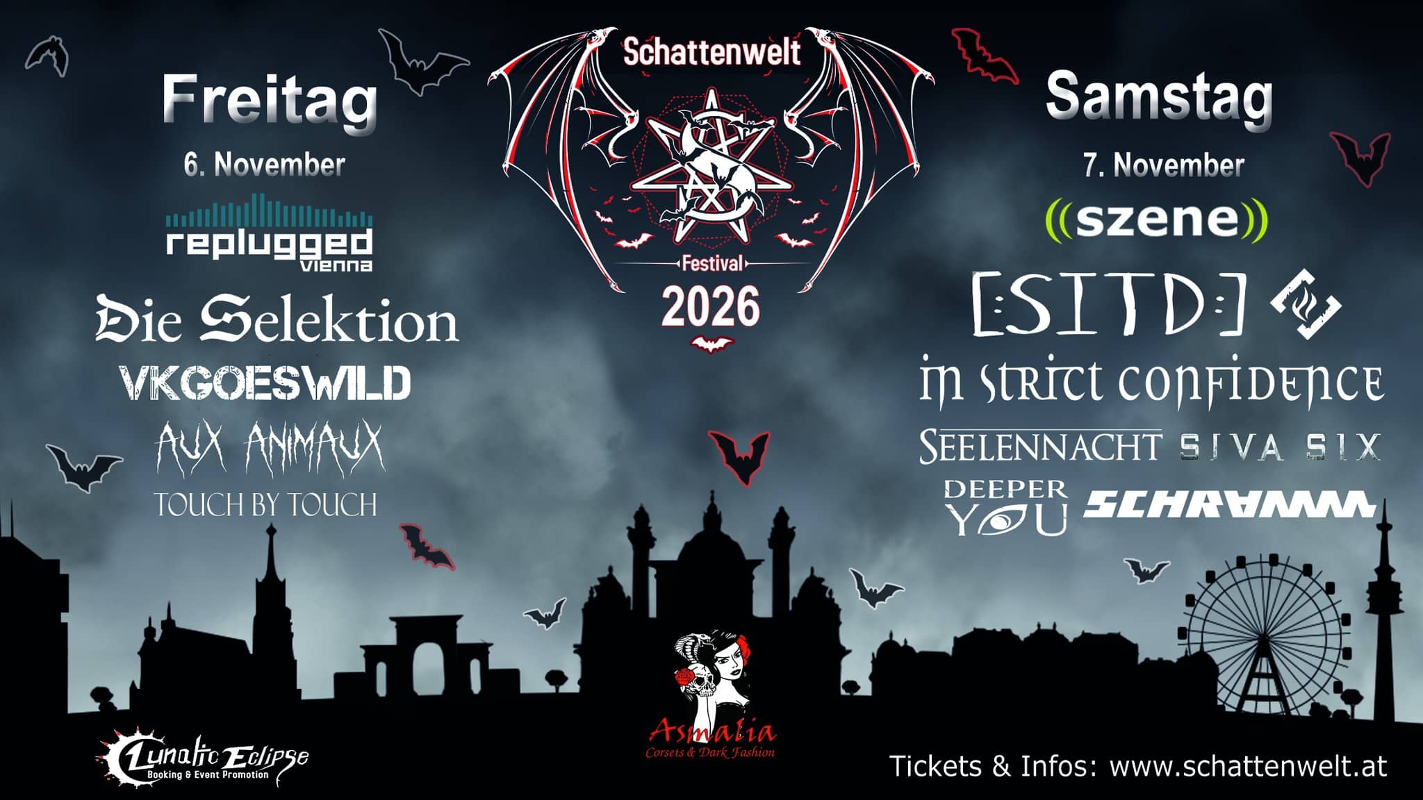 SCHATTENWELT FESTIVAL 2026 - SAMSTAG am 7. November 2026 @ Szene Wien.