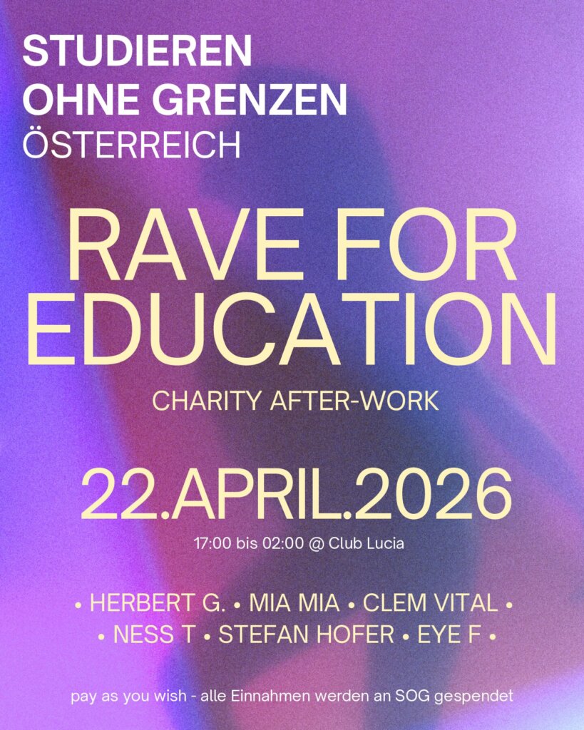 Rave for Education am 22. April 2026 @ Lucia.