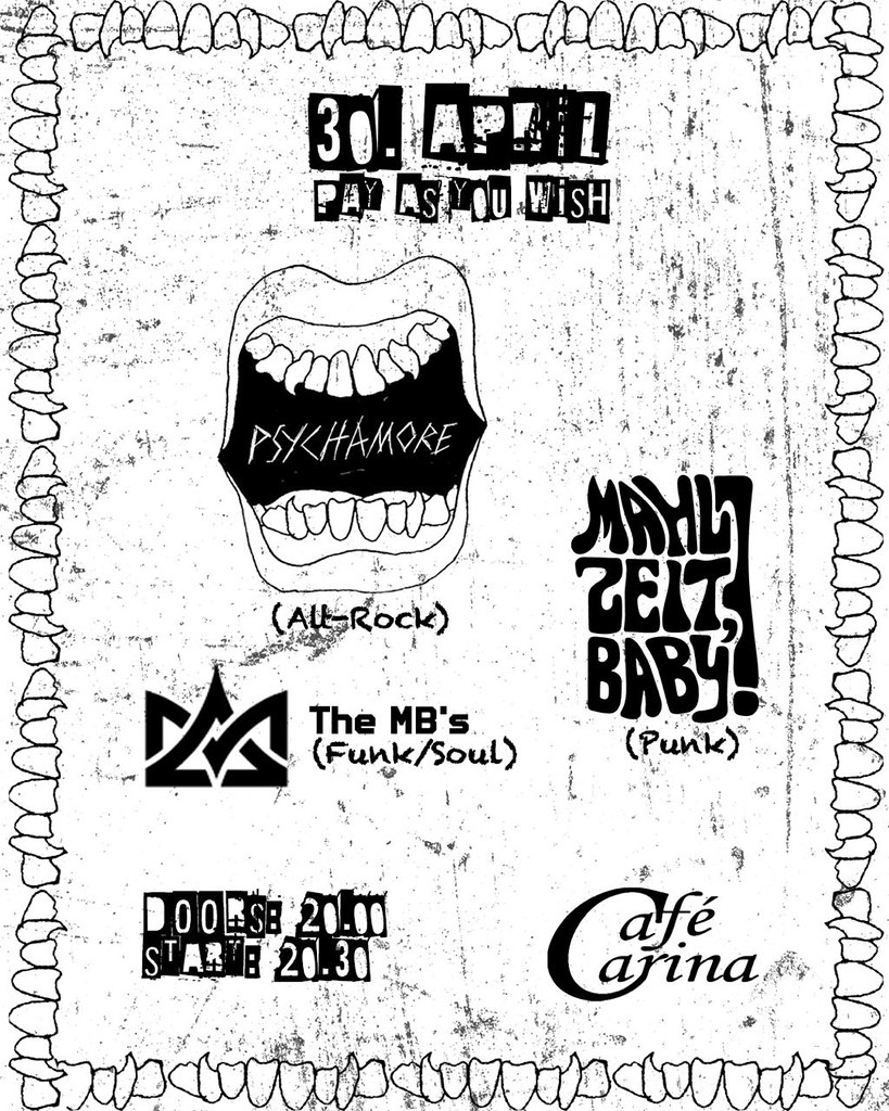 Psychamore // The MB’s // Mahlzeit, Baby! am 30. April 2026 @ Café Carina.