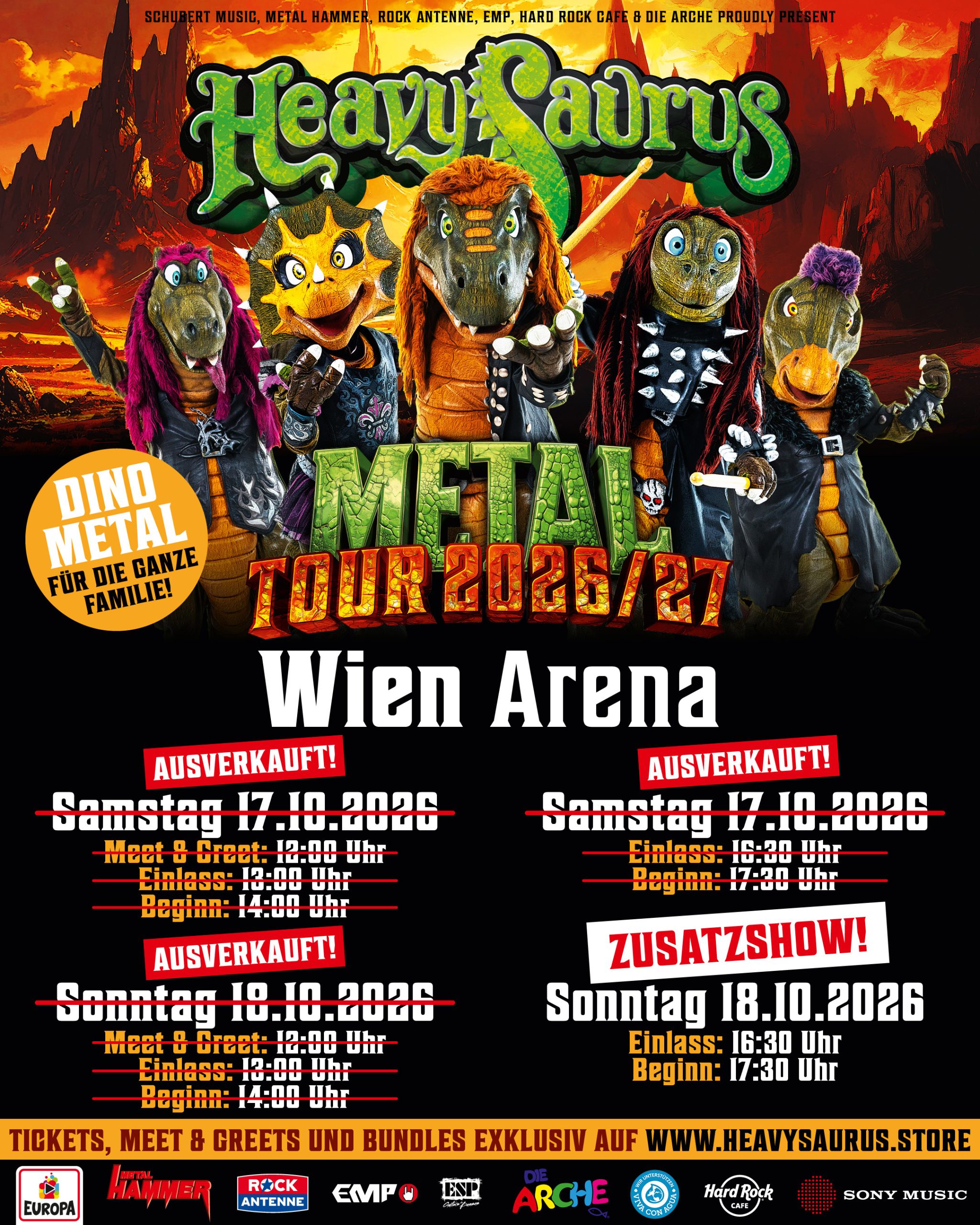 HEAVYSAURUS I SHOW 2 *ZUSATZKONZERT* METAL Tour 2026 am 18. October 2026 @ Arena Wien.