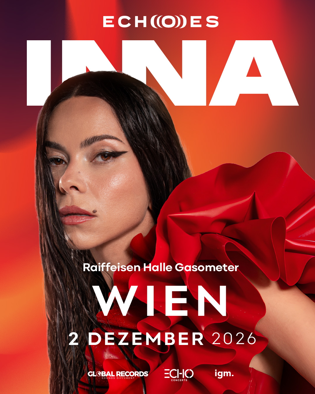 INNA am 2. December 2026 @ Raiffeisen Halle im Gasometer.