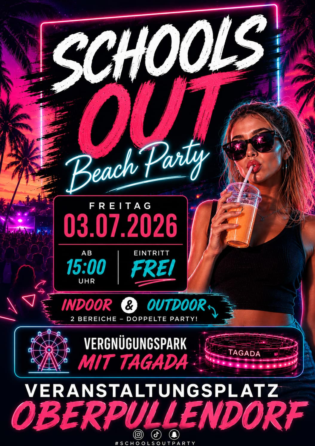 SCHOOLS OUT BEACH PARTY am 3. July 2026 @ Sommer Wiesn Oberpullendorf.
