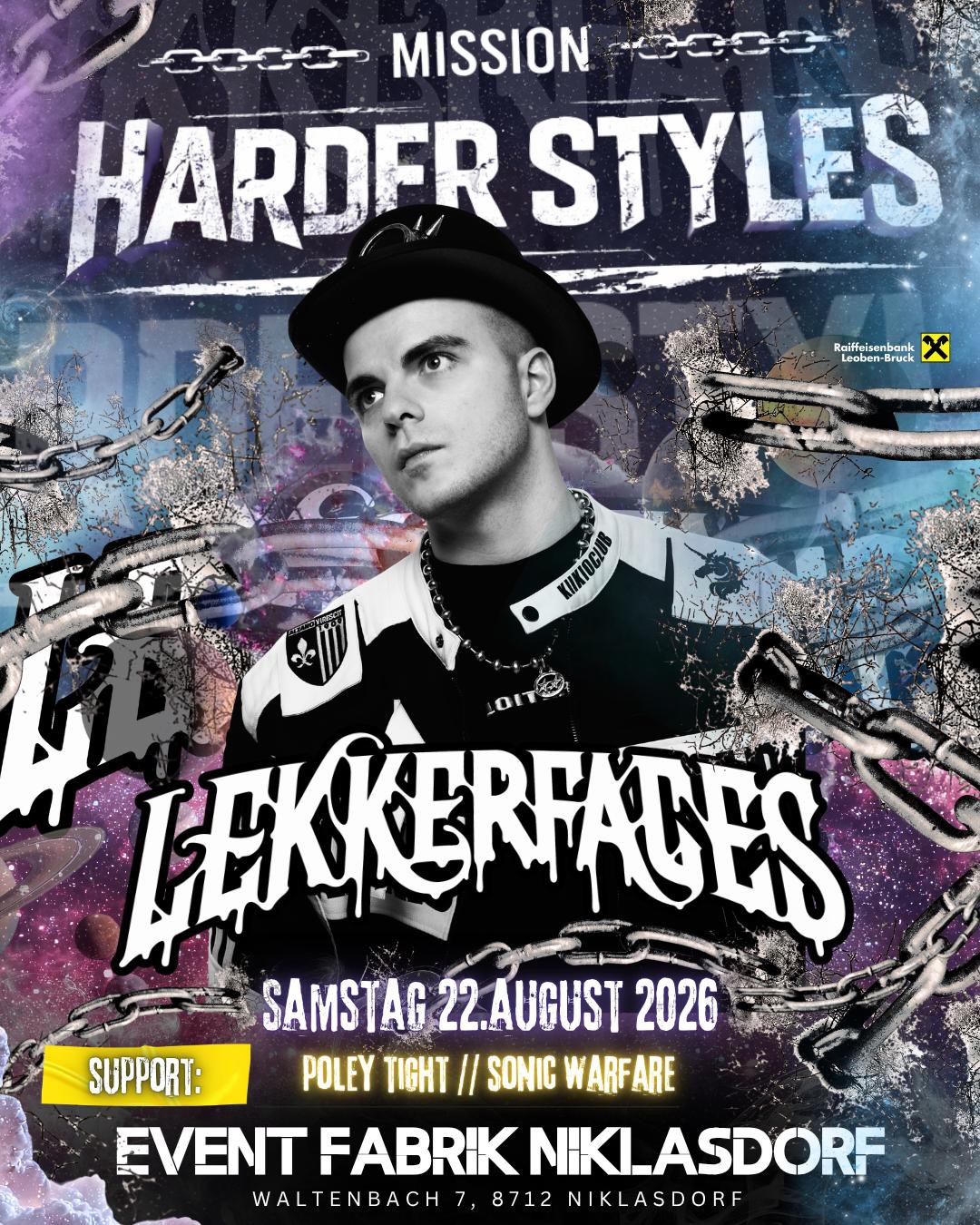 Lekkerfaces Live am 22. August 2026 @ Event Fabrik Niklasdorf.