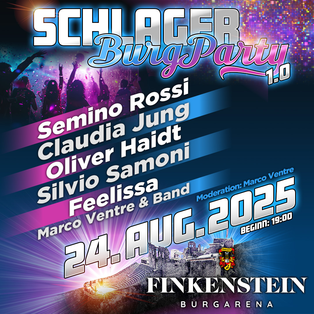 Schlager Burg Party 1.0 am 24. August 2025 @ Burgarena Finkenstein. Schlager Burg Party 1.0 am 24. August 2025 @ Burgarena Finkenstein.