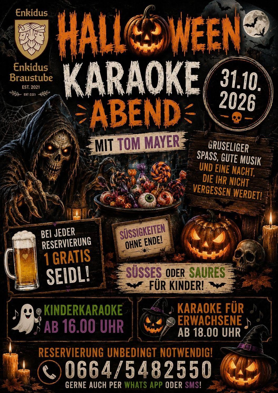 Halloween Karaoke Abend am 31. October 2026 @ Enkidus Braustube.